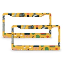 2 Pack Gym Funny Pattern License Plate Frames Fitness Licenses Plates Frames Front Licenses Plate Covers Car Tag Frame Aluminum Metal 2 Holes Car Accessories US Canada Standard