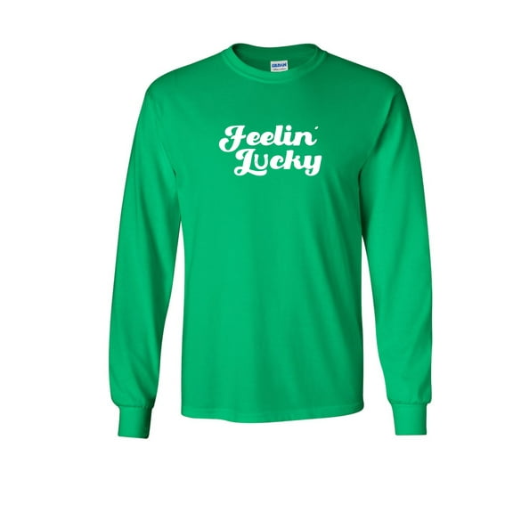 Feelin Lucky Patricks Day Gift Sarcastic Humor Novelty Men's Long Sleeve Shirts