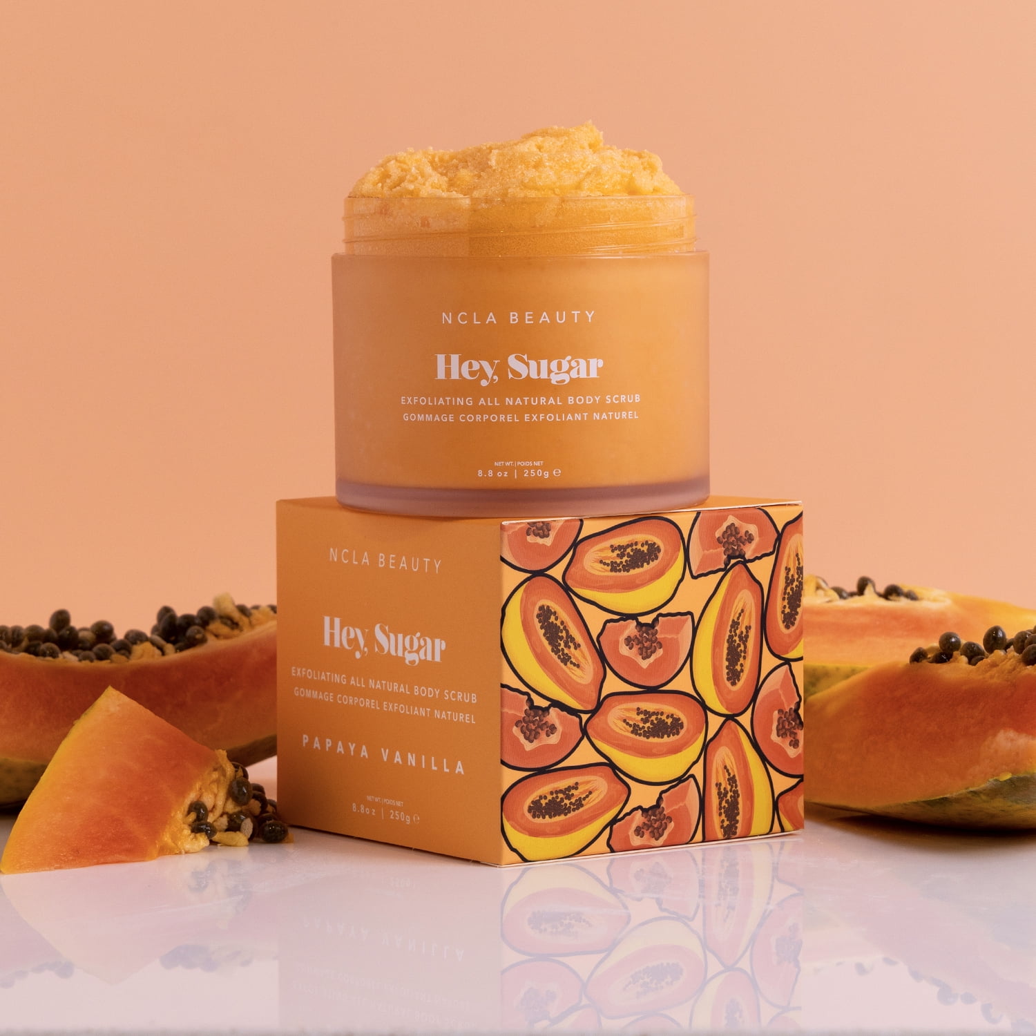 NCLA Beauty Hey Sugar Papaya Vanilla Body Scrub, 250 ml