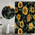 thumbnail image 5 of Sunflower Watercolor Shower Curtain, Waterproof Shower Curtains for Bathroom, Spring Botanical Garden Flowers Washable Fabric Bathtub Curtain Set Bath Decor with 12 Hooks Long 72"x84", 5 of 8