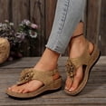 thumbnail image 5 of Beach Sandals, Orthopedic Sandals for Women Flip Flops With Arch Support Comfortable Flower Wedge Sandals Casual Non Slip Back Strap Summer Beach Flip Flops, Brown 8.5, 5 of 8
