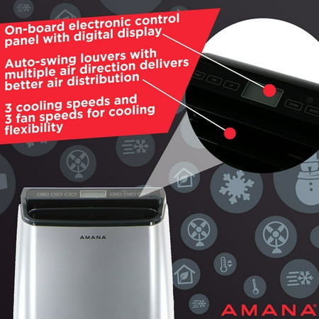 Amana - 450 Sq. Ft. Portable Air Conditioner - Silver/Gray