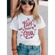 thumbnail image 1 of Camiseta informal con estampado de letras y rosas rosas "Soy una joven de Dios" para niña, poliéster, cuello redondo - Primavera/Verano/Otoño, manga corta, informal, 1 of 6