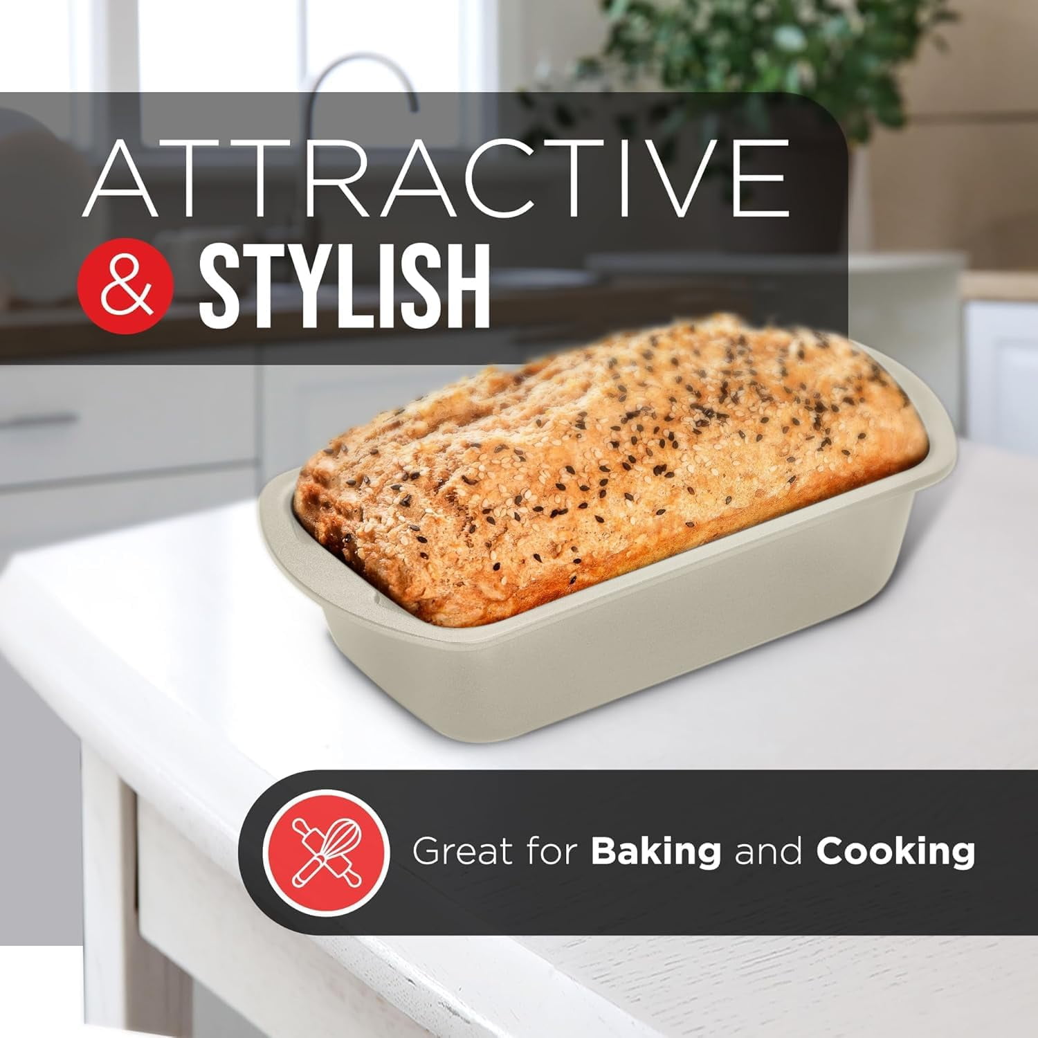 Nonstick Loaf Pan Set pack of 2, 10.2" & 11" Large Baking Bread Pan, Oven Safe Up to 450°F, Space Saving Stackable Design, Stain Resistant, Dishwasher Friendly, White Marble