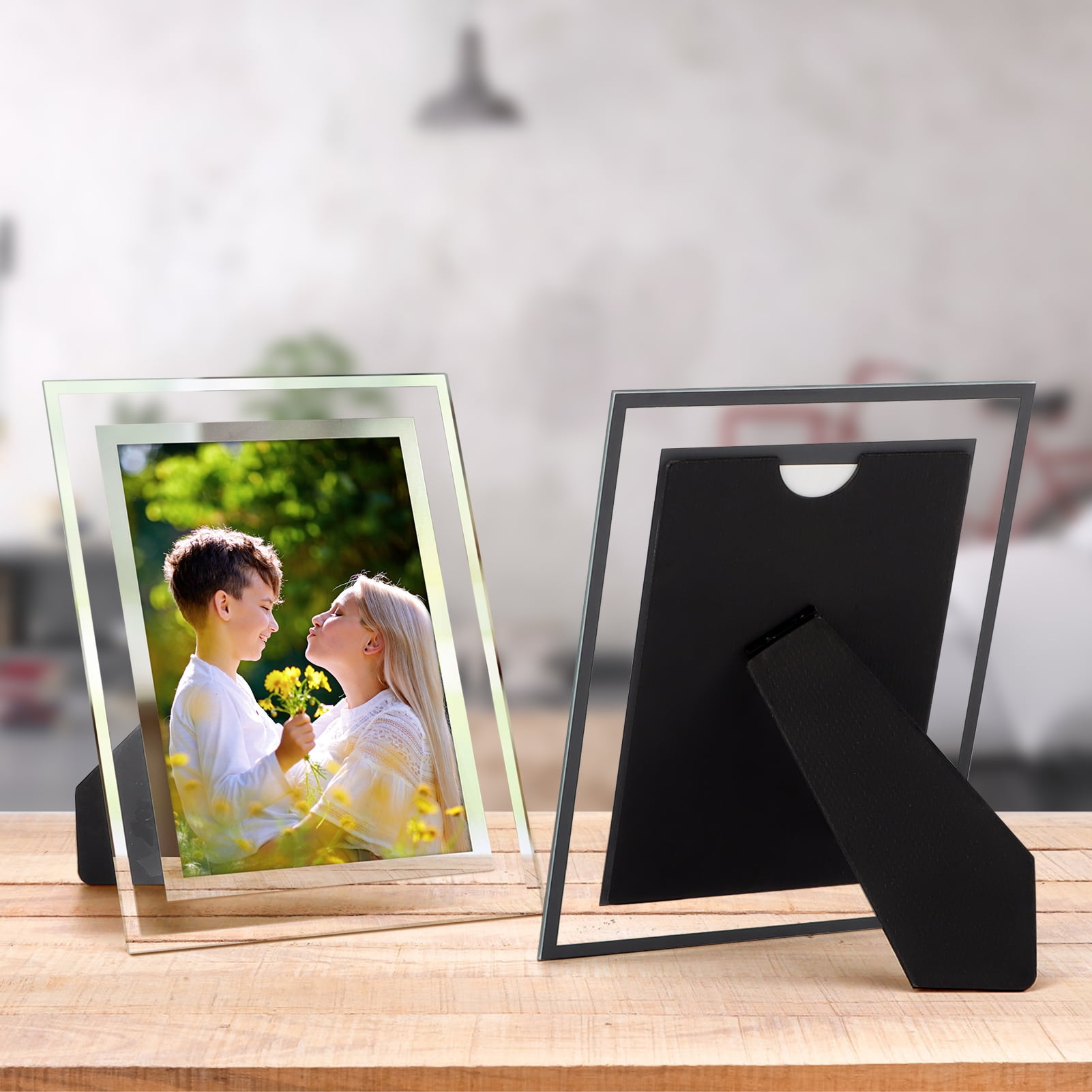 12 Pack 5x7 Glass Picture Frames Set, Clear Floating Photo Frames for Desktop Display, Gift for Father' s Day or Wedding