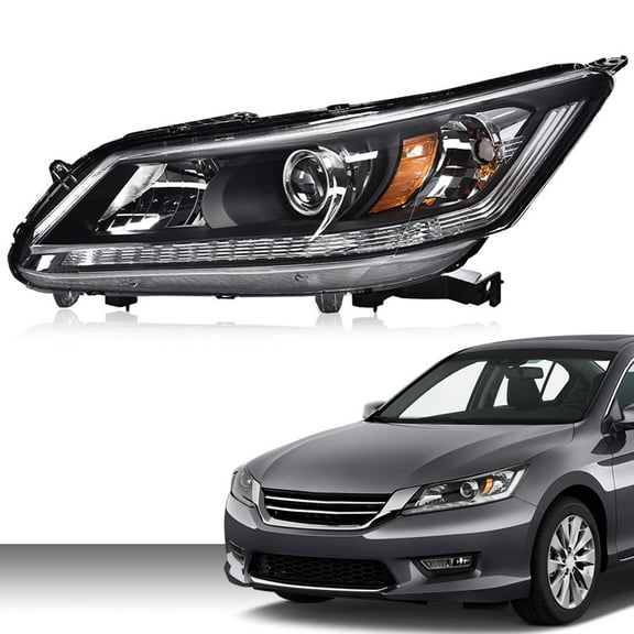 PIT66 Headlight Headlamp Assembly Left Driver Side Fit for 2013-2015 Honda Accord Halogen Headlamp