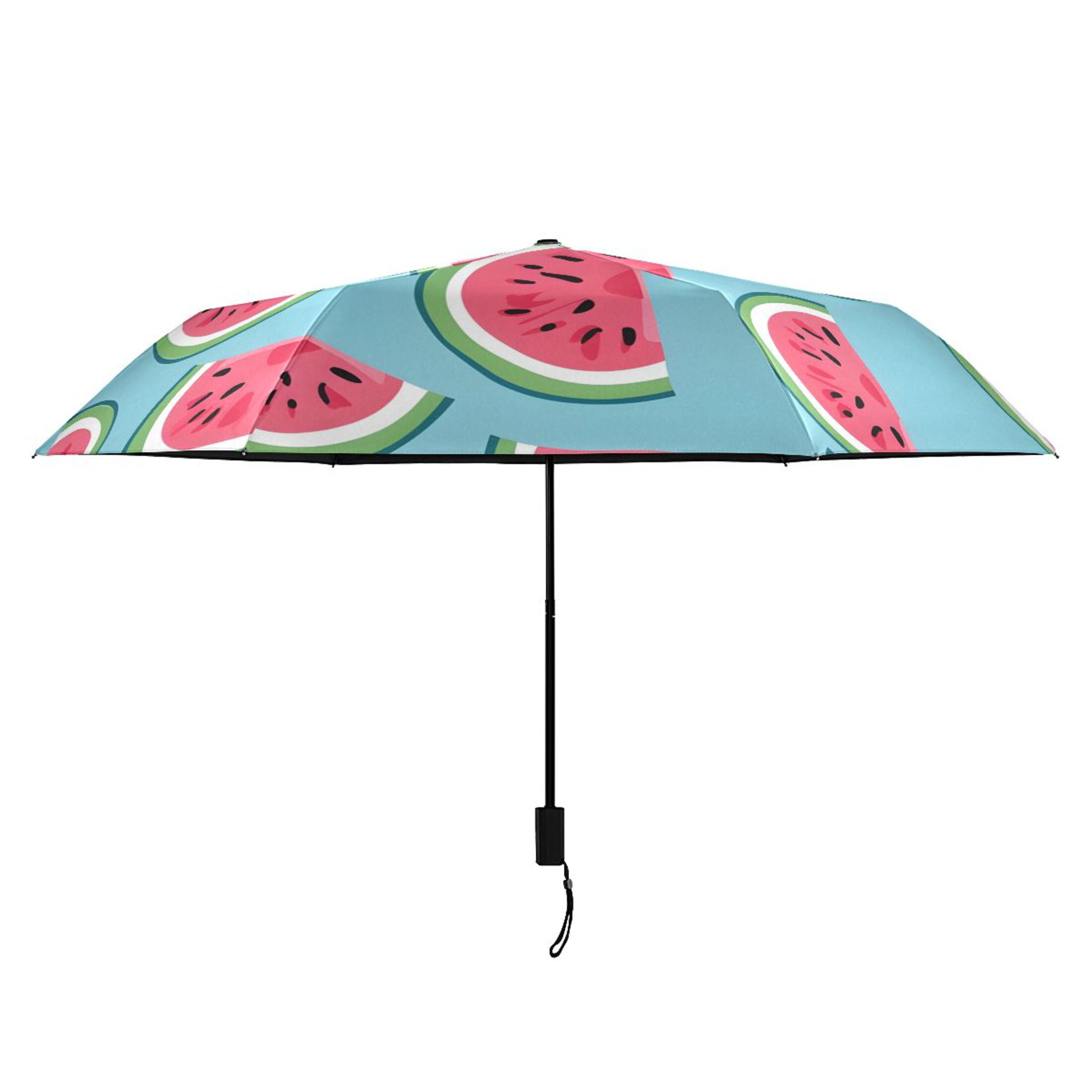 Watermelons Cartoon All Weather Umbrella Triple Folding Parasol 6 Ribs UV Protection Portable