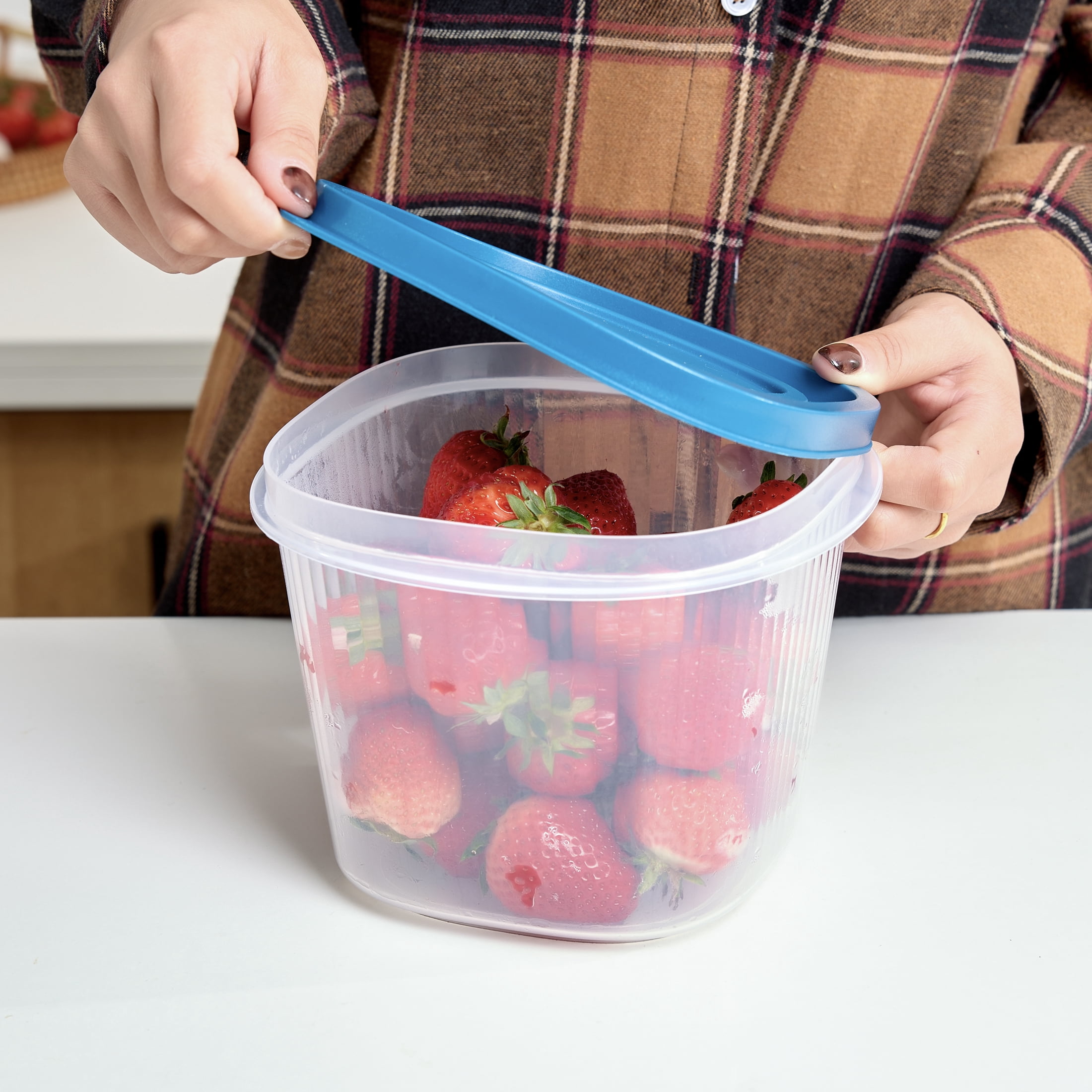 (2 pack) Mainstays Reusable Food Storage Containers, Deep Medium Square, Plastic, 3 Pack with Lids, 8.5 Cups