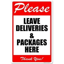 Please Leave Deliveries and Packages Here Thank You Signs, 8X 12 Inches Package Delivery Sign Aluminum Metal Sign