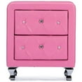 thumbnail image 3 of Bowery Hill Modern 2 Drawer Faux Leather Crystal Tufted Nightstand, 3 of 5