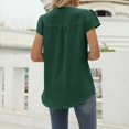 thumbnail image 4 of Puntoco Short Sleeve Women Tops ,Womens Dressy Chiffon Blouses Summer Puff Petal Short Sleeve Shirts V Neck Casual Work Tops Green XL(XL), 4 of 4