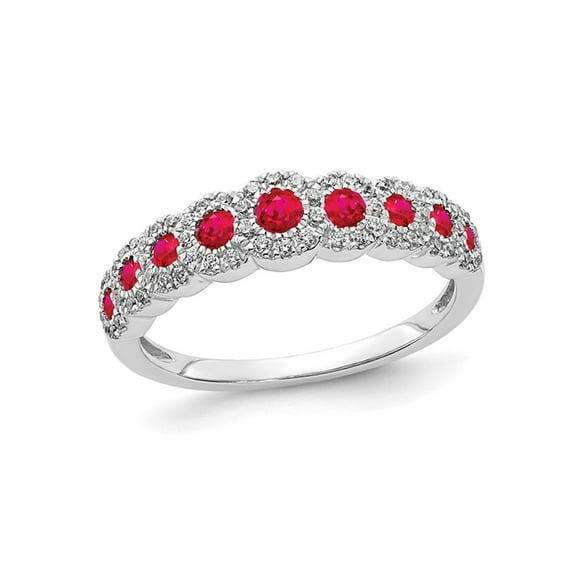 1/2 Carat (Ctw) Ruby Ring in 14K White Gold with Diamonds
