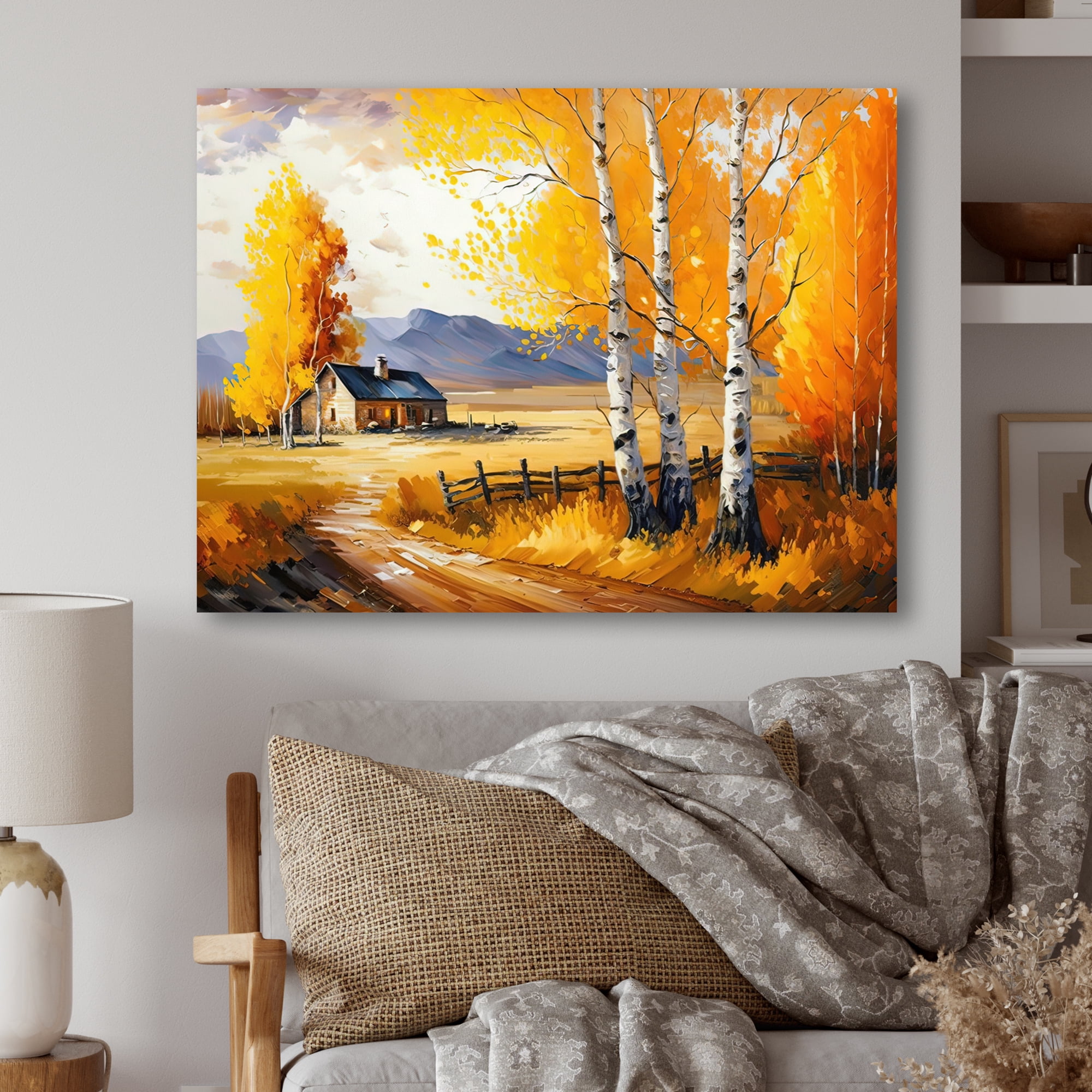 Designart Small Cottage In Autumn V Canvas Wall Art