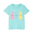 thumbnail image 4 of Jinhomg Cute Summer Tops for Kids Soft Comfort Short Sleeve Cotton T-Shirts Plain Bunny Rabbit Graphic Crew Neck Shirt Casual Daily Wear Winter Saving Mint Green 140, 4 of 5