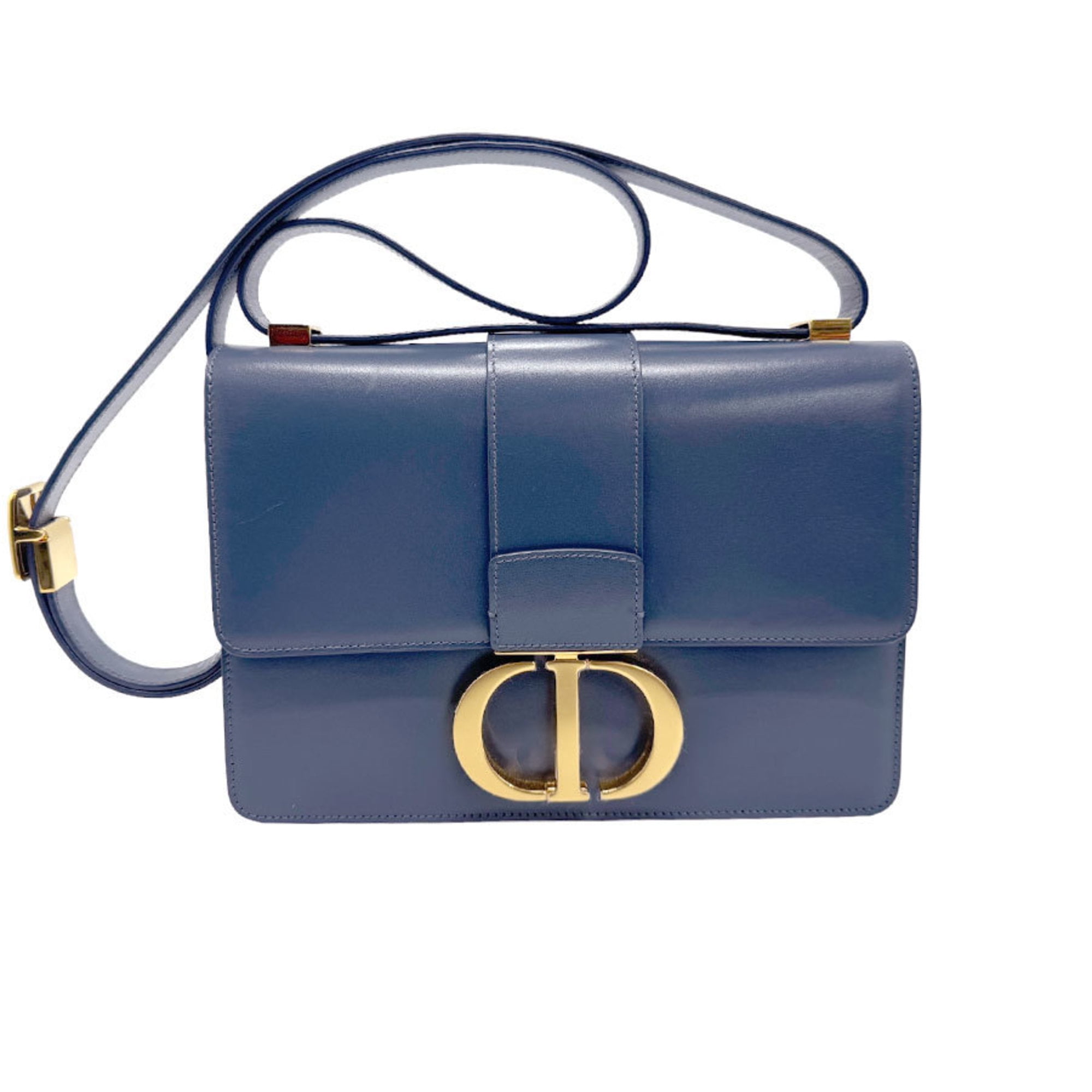【ヴィンテージ】Rank:S☆Dior Blue Mongtaigne30 Medium バック Pre-Owned Christian Dior Shoulder Bag 30 Montaigne Leather