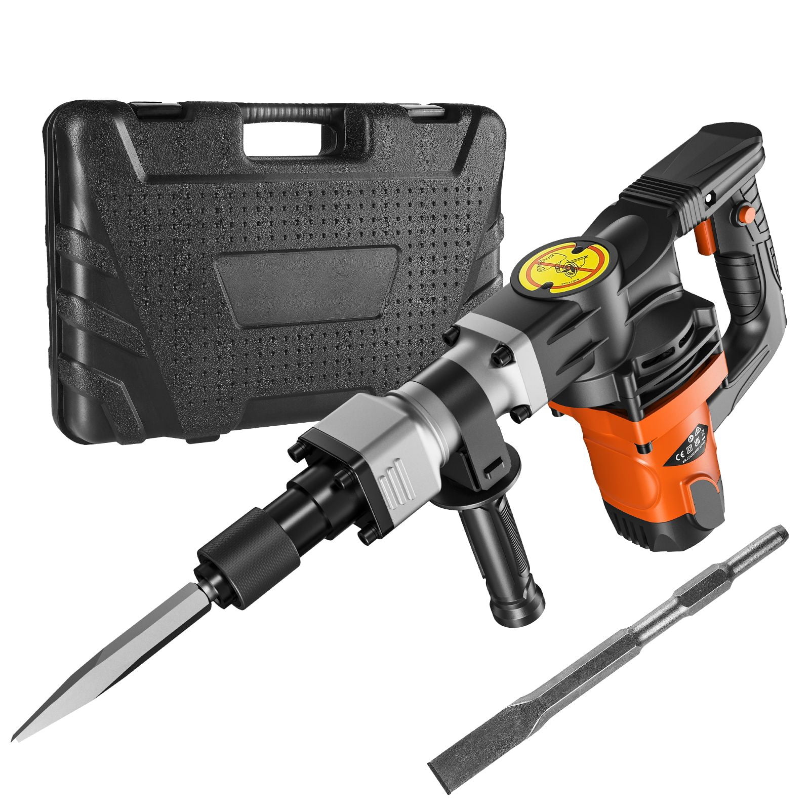 Demolition Jack Hammer Concrete Breaker 1400W Heavy  Electric Hammer Power Concrete Breaker 2 Chisel Bits