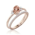 thumbnail image 3 of Dazzling Minimalist 2.00 Carat Oval Cut Morganite And Diamond Moissanite Engagement Ring, Wedding Ring, One Matching Band in 10k Solid Rose Gold, Gift For Her, Promise Ring, Anniversary Gift, 3 of 3