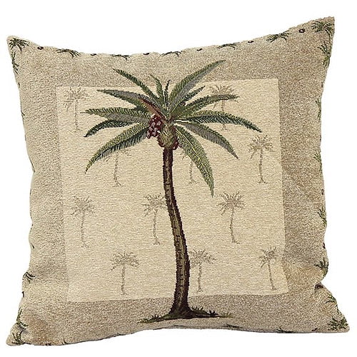 Mainstays Jacquard Palm Tree Decorative Throw Pillow, 18" x 18" Square