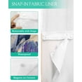 thumbnail image 3 of No Hook Shower Curtain with Snap in Liner, Blue Tulip Watercolor Floral Retro Linen Hotel Shower Curtains for Bathroom, Washable Shower Curtain Liner Set with Mesh Top Window, 54"x78", 3 of 6