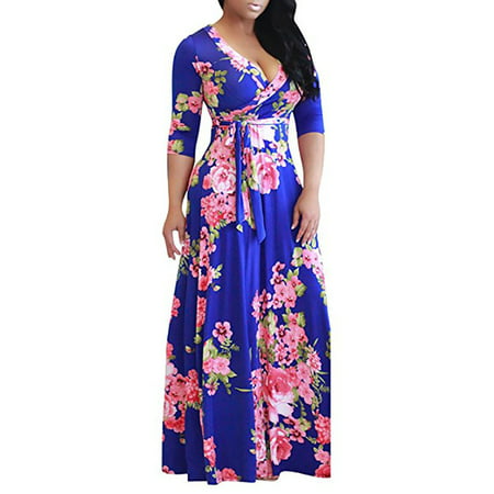 Women's Large Size Fat Collar Printed Lace-up Waist Dress | Walmart Canada