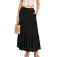 thumbnail image 6 of BRGZLK Women's Midi Skirt Long Skirt Solid Color Cotton Boho Maxi High Waist Flowy Tiered A-Line Skirt 2026 Summer Beach Vacation Clothes with Pockets, 6 of 7