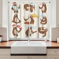 thumbnail image 2 of Ambesonne Sloth Kitchen Curtains, Funny Sluggard Animal, 55"x39", Brown Pale Pink Blue, 2 of 3