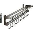 thumbnail image 1 of SHIQI-Hanging Wall Mount Knife Wall Mount, Space-Saving Kitchen Utensil Rack with Hooks, Kitchen Storage Shelf for Utensils Spatula Spoon, Hanging Pot Rack, Easy to Clean (Grey, 50CM+10Hook), 1 of 4