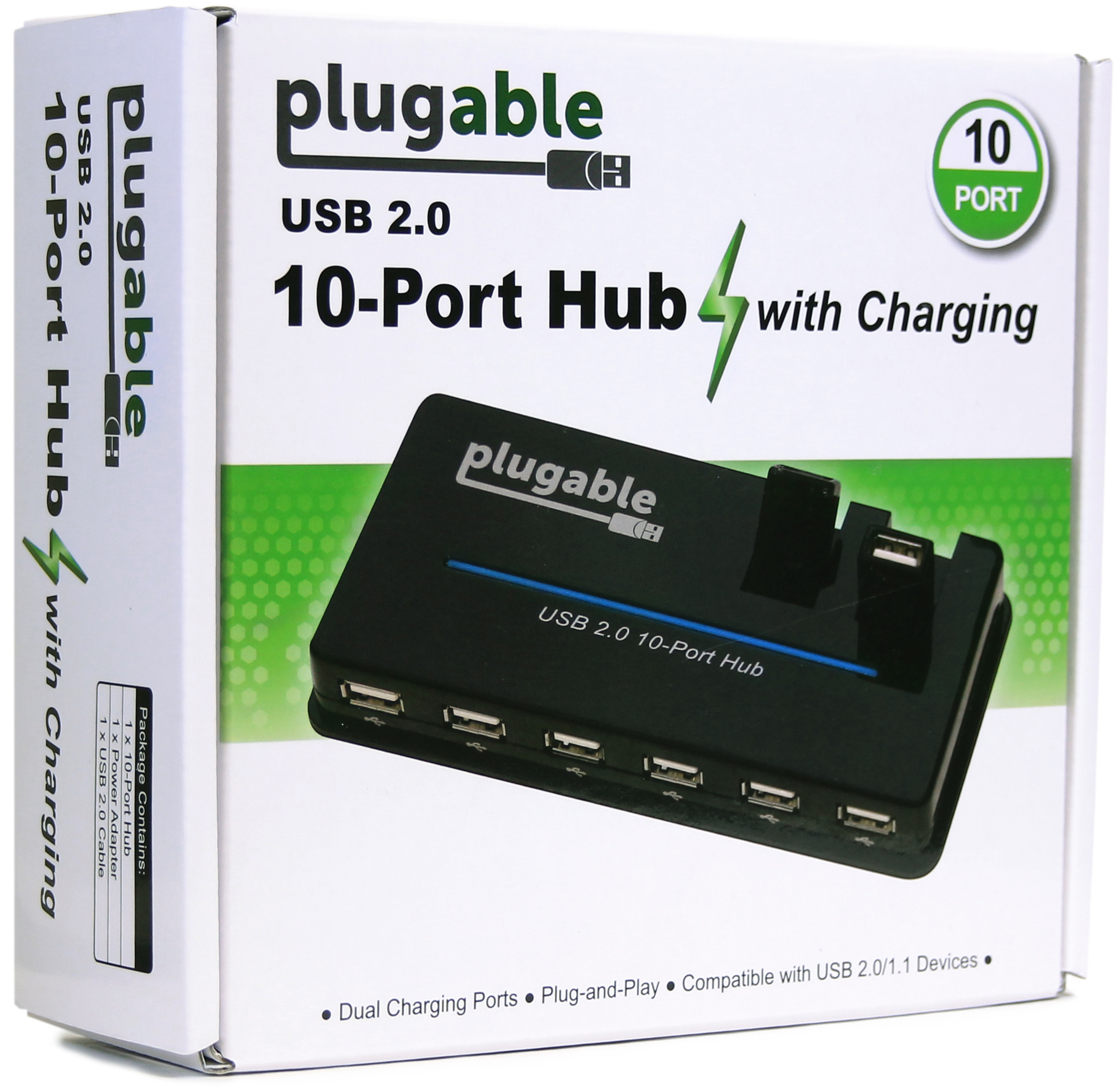 Plugable USB Hub, 10 Port - USB 2.0 with 20W Power Adapter and Two Flip-Up Ports - image 4 of 6