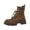 Brown, variant on Fesfesfes Platform Boots for Young Ladies Women's Winter Retro Chunky Heel Thick Sole Mid Calf Boots Round-Toe Flock Boots 4.5(36)