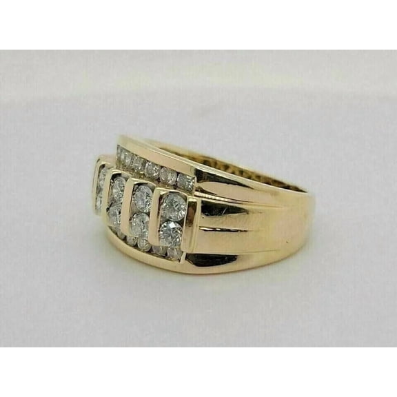 3Ct Round Cut Lab Created Diamond Men's Engagement Ring 14K Yellow Gold Plated Silver