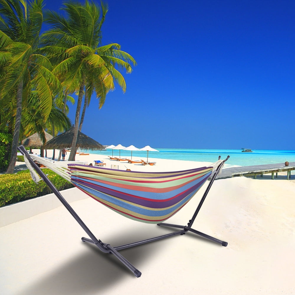 Lowestbest Hammock Set, Bar Hammock with Portable Steel Stand, Cotton Rope Freestanding Hammock, Colorful Lowestbest Hammock Set, Bar Hammock with Portable Steel Stand, Cotton Rope Freestanding Hammock, Colorful