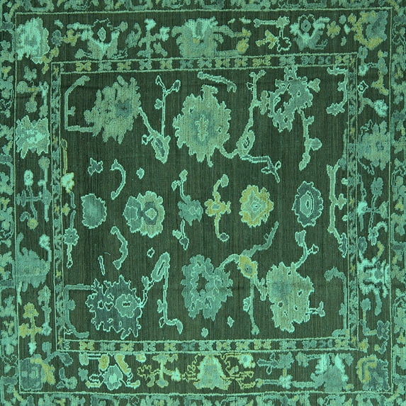 Ahgly Company Machine Washable Indoor Square Abstract Turquoise Blue Modern Area Rugs, 8' Square