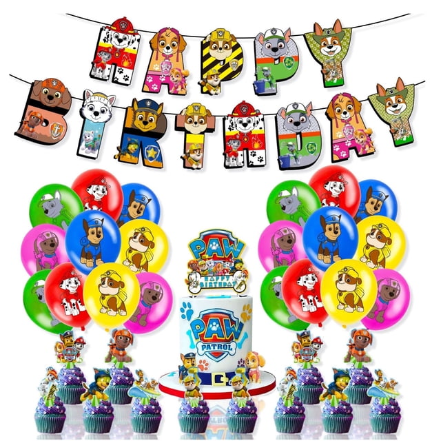 Globos decorativos para cumpleaños alusivos a Paw Patrol