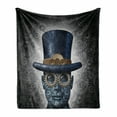 thumbnail image 1 of Steampunk Soft Flannel Fleece Throw Blanket, Futuristic Fantasy as Mechanical Human Head with Gears Cog and Hat, Cozy Plush for Indoor and Outdoor Use, 70" x 90", Grey Black Blue, by Ambesonne, 1 of 6