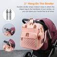 thumbnail image 5 of Bolsa de pañales con cambiador, mochila impermeable 3 en 1 para pañales de bebé con cambiador plegable, mochila de viaje grande para bebé niña, rosa melocotón, 5 of 5