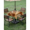 thumbnail image 4 of Outdoor Tablecloth with Umbrella Hole for Patio/Picnic/Party/Camping, Burnt Orange Waterproof Table Cloth Square Cover Washable, Vintage Modern Oil Painting Abstract (54"x 54"), 4 of 9