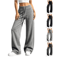 thumbnail image 5 of Wide Leg Yoga Pants for Women Baggy Sweatpants High Waisted Track Pants | Workout, Athletic, with Pockets, Y2k, Straight Leg, Lounge, Casual, Comfy, Vacation, Trousers, Daily Wear (Black,XXL), 5 of 6