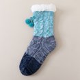 thumbnail image 2 of Fabrcox Unisex Fuzzy House Slipper Socks, Soft Plush Color Block, Non Skid Grips Fluffy Winter Indoor Crew Socks for Sleeping at Home (Blue), 2 of 7