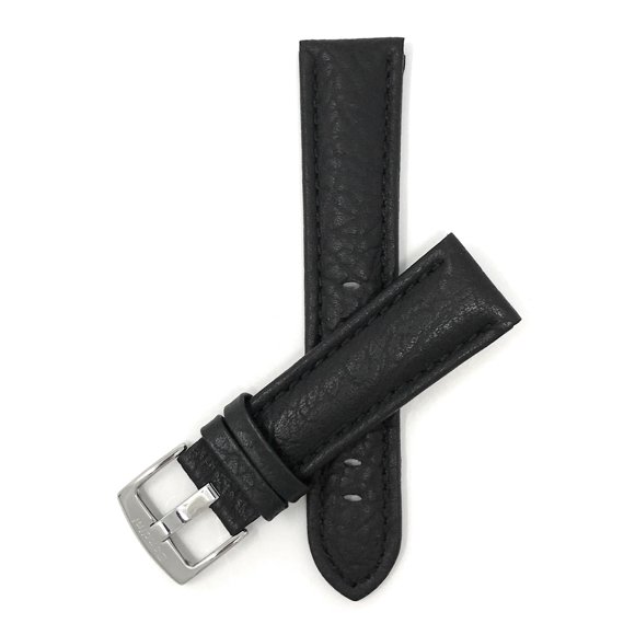 30mm Classic Leather Buffalo Pattern Watch Strap Band, Stainless Steel Buckle
