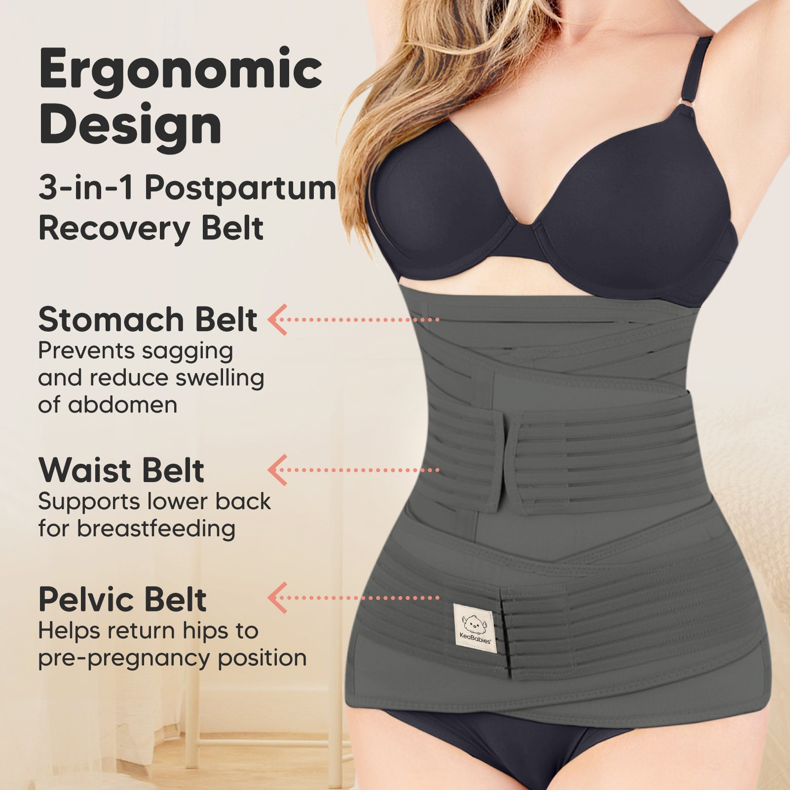 Revive 3 in 1 Postpartum Belly Band Wrap, Post Partum Waist Binder  Shapewear (XL) 