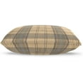 thumbnail image 3 of Tartan Brown Beige Velvet Oblong Lumbar Plush Throw Pillow Cover/Shams Cushion Case - 20x30in - Decorative Invisible Zipper Design for Couch Sofa Pillowcase Only, 3 of 5