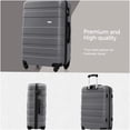 thumbnail image 3 of 3-Piece ABS Hardside Spinner Luggage Set in Gray, Lightweight Suitcases with TSA Lock, 3 of 10