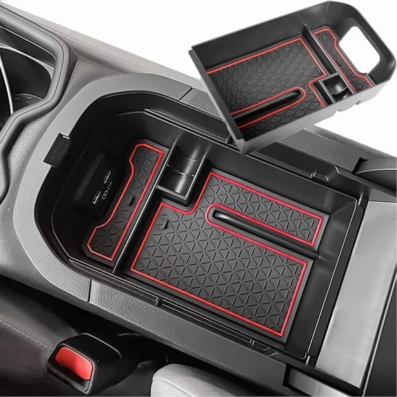 Center Console Organizer Tray Insert for Car SUV Interior Storage Accessory with USB Slot & Coin Holder (2019–2025)