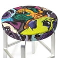 thumbnail image 3 of Fotbe Colorful Pug Stool Covers Round,Waterproof Round Bar Stool Covers Bar Chair Covers Washable Stool Cushion Slipcover for 12-14 Inch Chair-13 inch, 3 of 7
