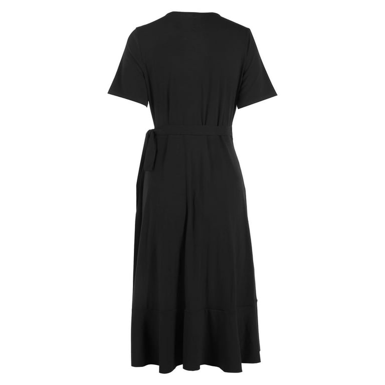 cute belted summer dresses Womens High Waisted Belted Maxi Dress Solid Color Short Sleeve Dress For Vacation Summer Tunic Summer Dresses for Womens Cute Womens Dresses for Summer 1700's Dresses for Women Cute Dresses for Women -
