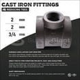 thumbnail image 5 of Supply Giant 2" x 2" x 3/4" BLack Pipe Fitting Reducing Tee Cast Iron, 5 of 6