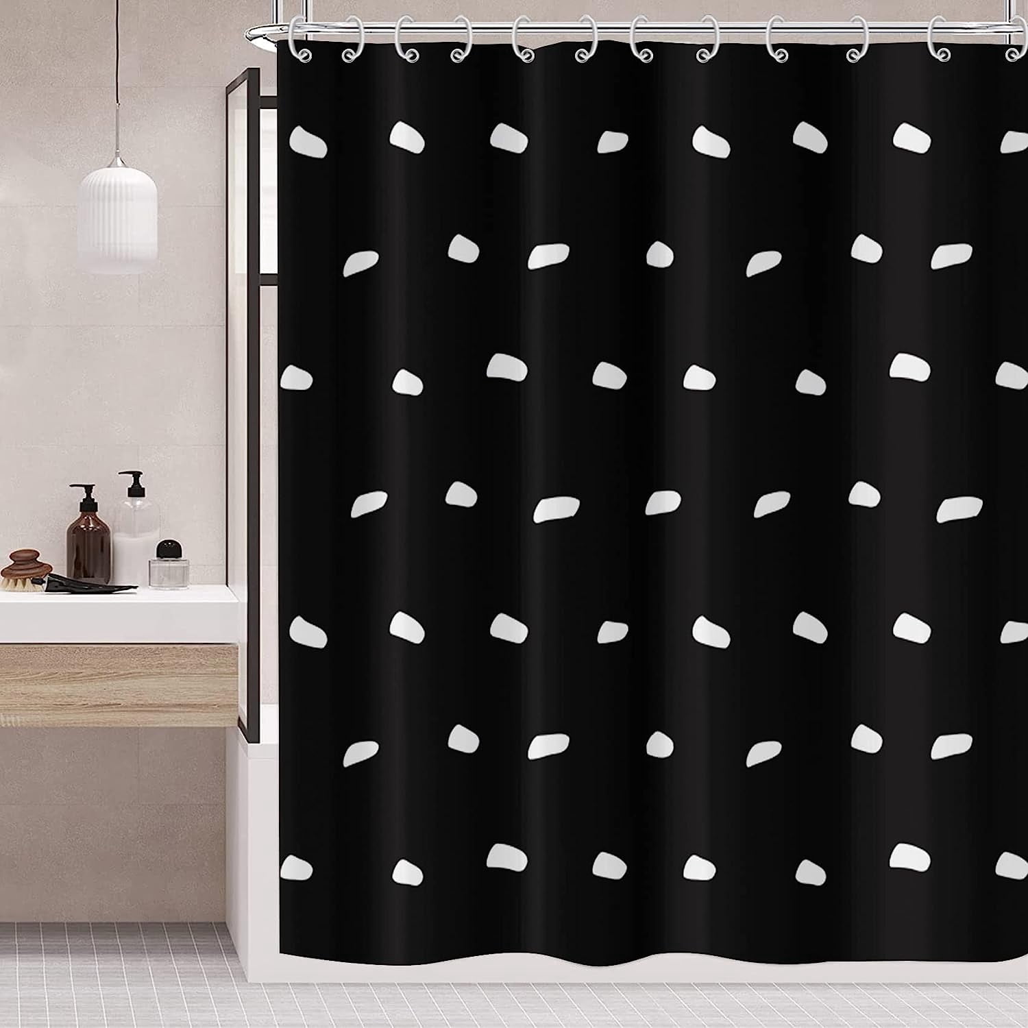 JOOCAR Black and White Shower Curtain Boho Shower Curtain Geometric