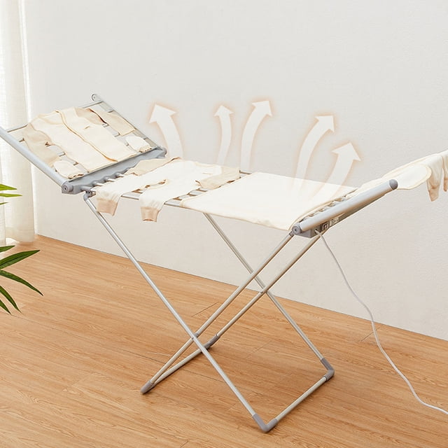 Foldable Laundry Rack, Portable Clothes Dryer Waterproof Power Switc Aluminium Alloy+ABS For Balcony For Dormitory For Home EU Plug