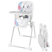 Minikid High Chair for Baby,3-in-1 Foldable Highchair for Babies and Toddlers,Portable Baby Chair with Wheels,PU Leather Seat,RemovableTray,Support Multi-Gear Adjustment,White
