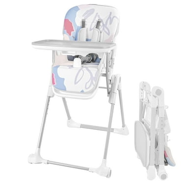 Minikid High Chair for Baby,3-in-1 Foldable Highchair for Babies and Toddlers,Portable Baby Chair with Wheels,PU Leather Seat,RemovableTray,Support Multi-Gear Adjustment,White